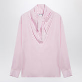 Max Mara Silk Charmeuse Neck-Tie Blouse Pink