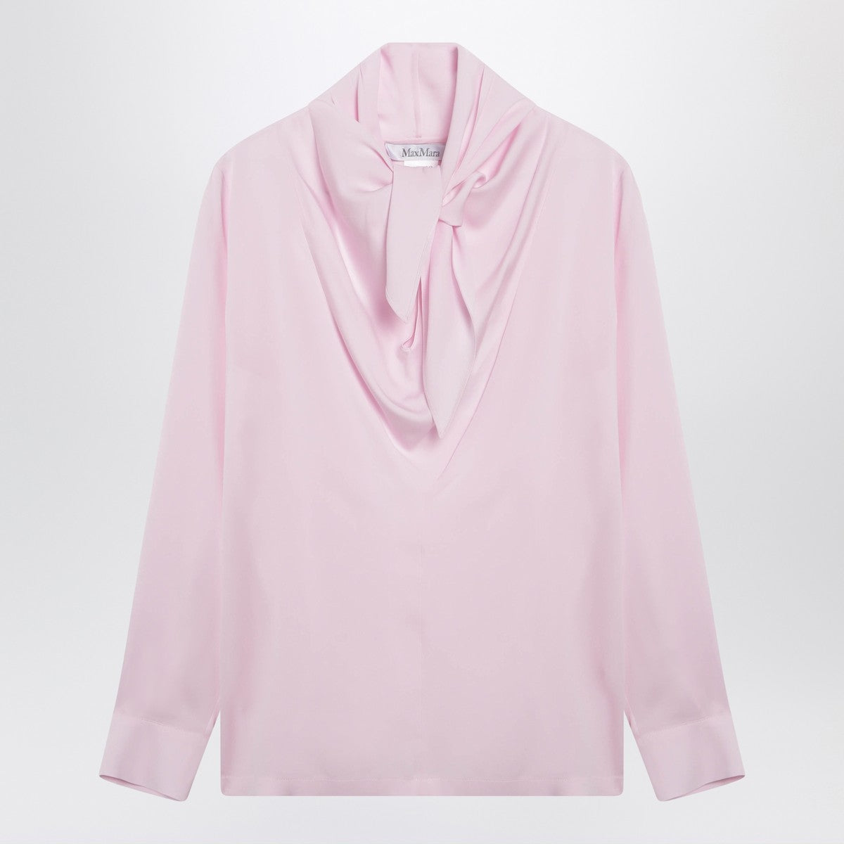 Max Mara Silk Charmeuse Neck-Tie Blouse Pink