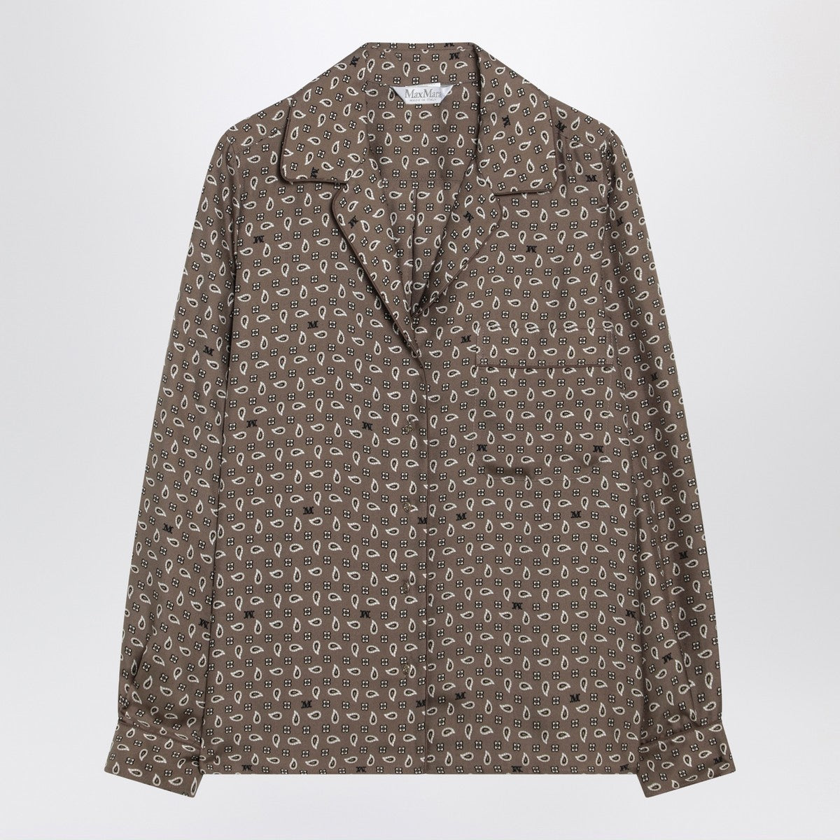 Max Mara Printed Silk Twill Shirt Brown