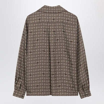 Max Mara Printed Silk Twill Shirt Brown