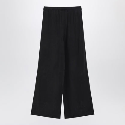 Max Mara Wide-Leg Silk Fluid Trousers Blue