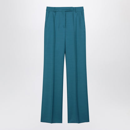 Max Mara Wool-Silk Trousers Light Blue