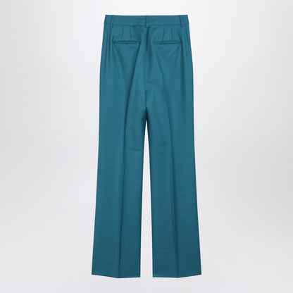 Max Mara Wool-Silk Trousers Light Blue