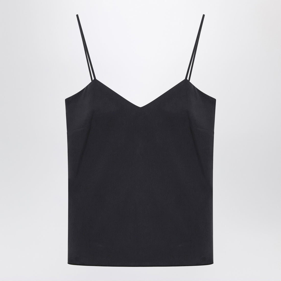 Max Mara Silk Tank Top with V-Neck Blue blue