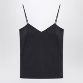 Max Mara Silk Tank Top with V-Neck Blue blue