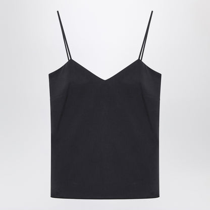 Max Mara Silk Tank Top with V-Neck Blue blue