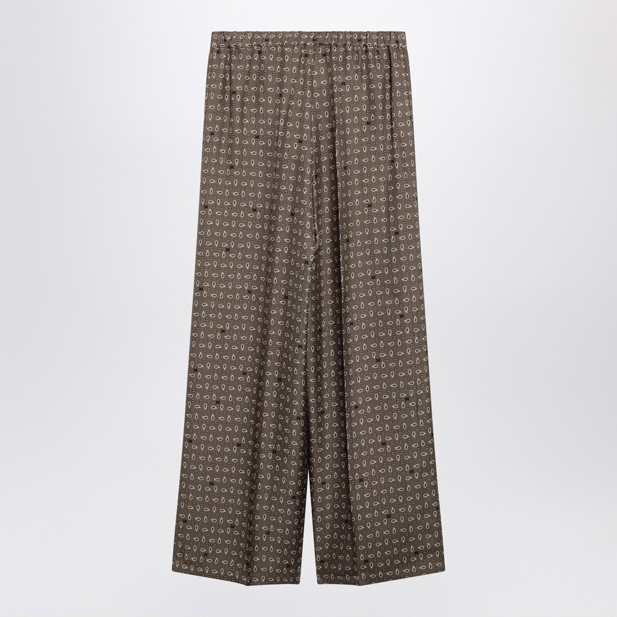 Max Mara Printed Silk Wide-Leg Trousers Brown