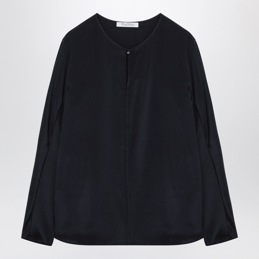 Max Mara Silk-Blend Long Sleeve Blouse Blue blue