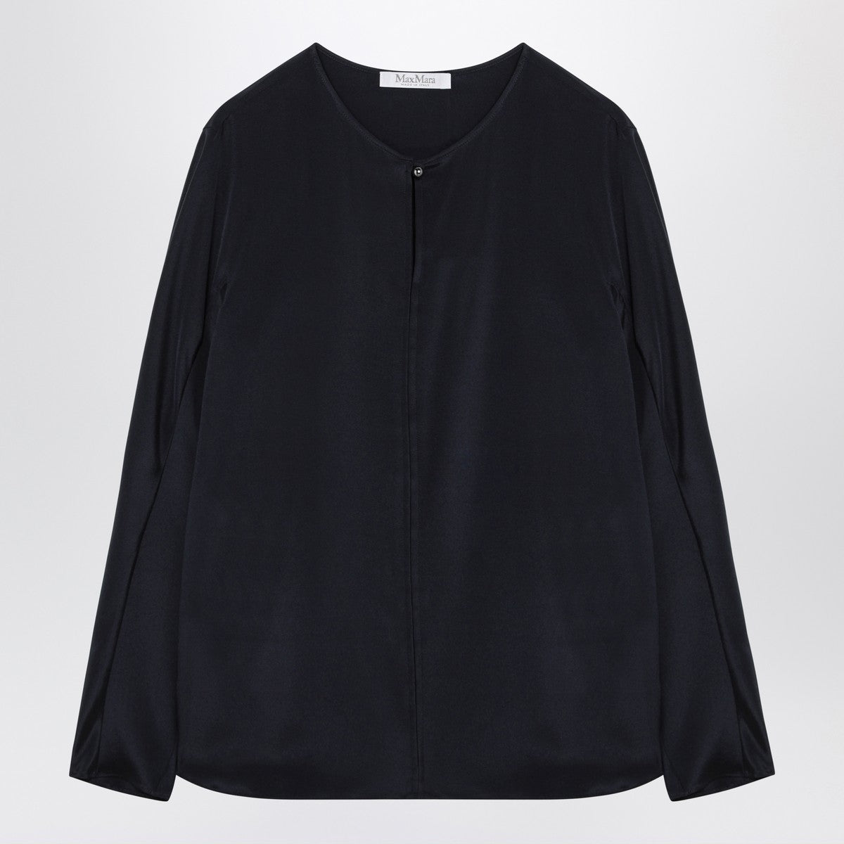 Max Mara Silk-Blend Long Sleeve Blouse Blue blue