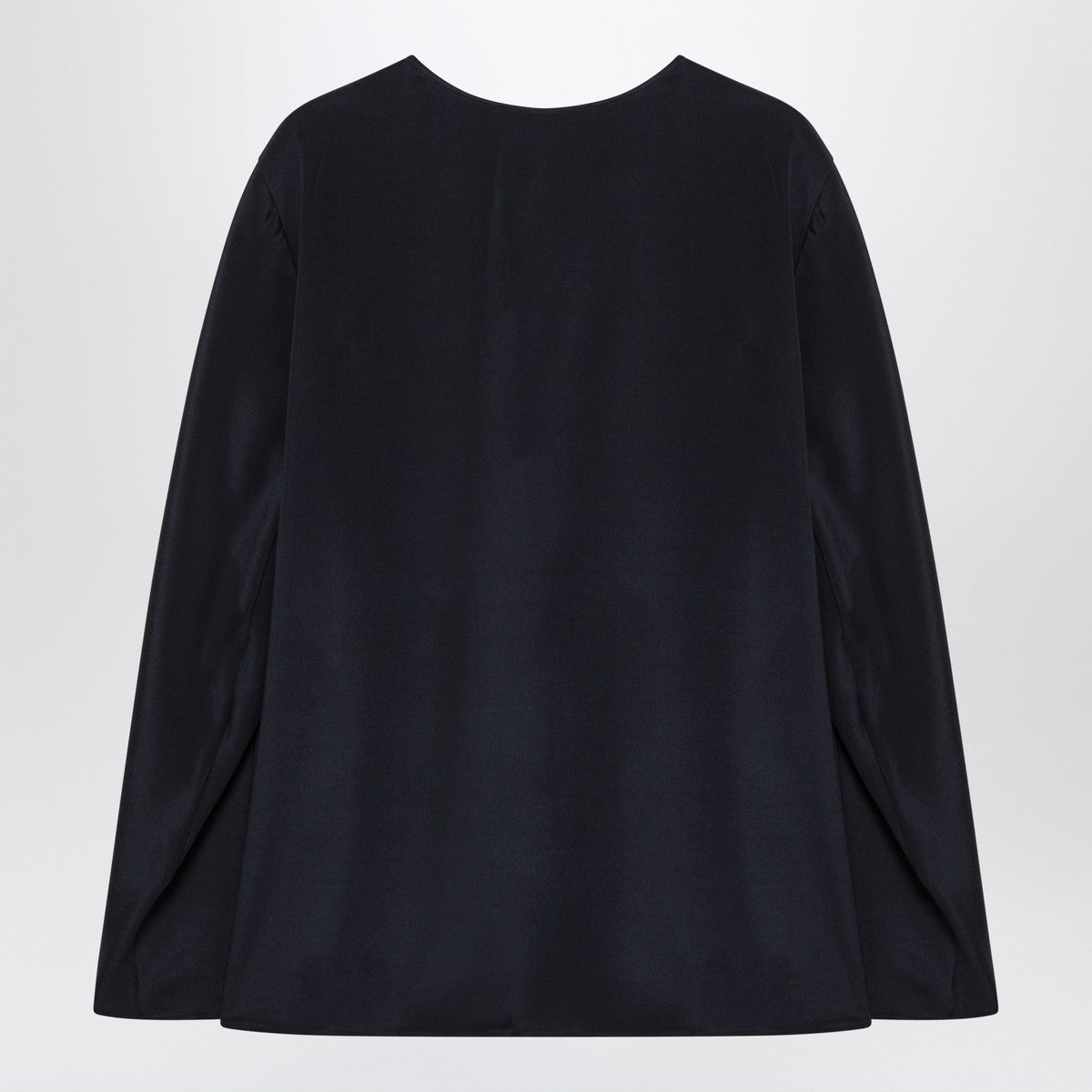 Max Mara Silk-Blend Long Sleeve Blouse Blue blue