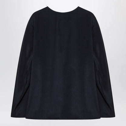 Max Mara Silk-Blend Long Sleeve Blouse Blue blue