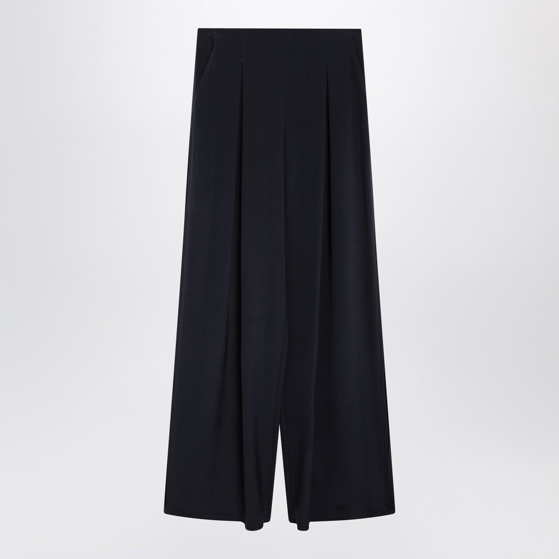 Max Mara Silk-Blend Wide Leg Trousers Blue