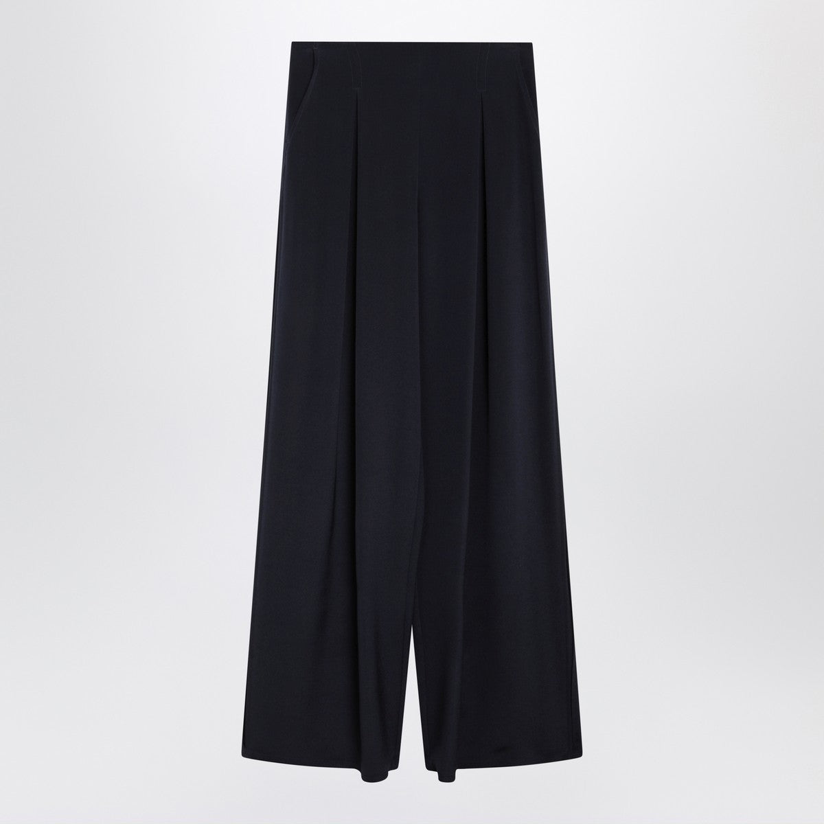 Max Mara Silk-Blend Wide Leg Trousers Blue