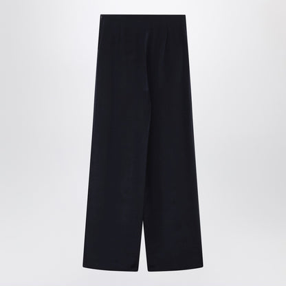 Max Mara Silk-Blend Wide Leg Trousers Blue