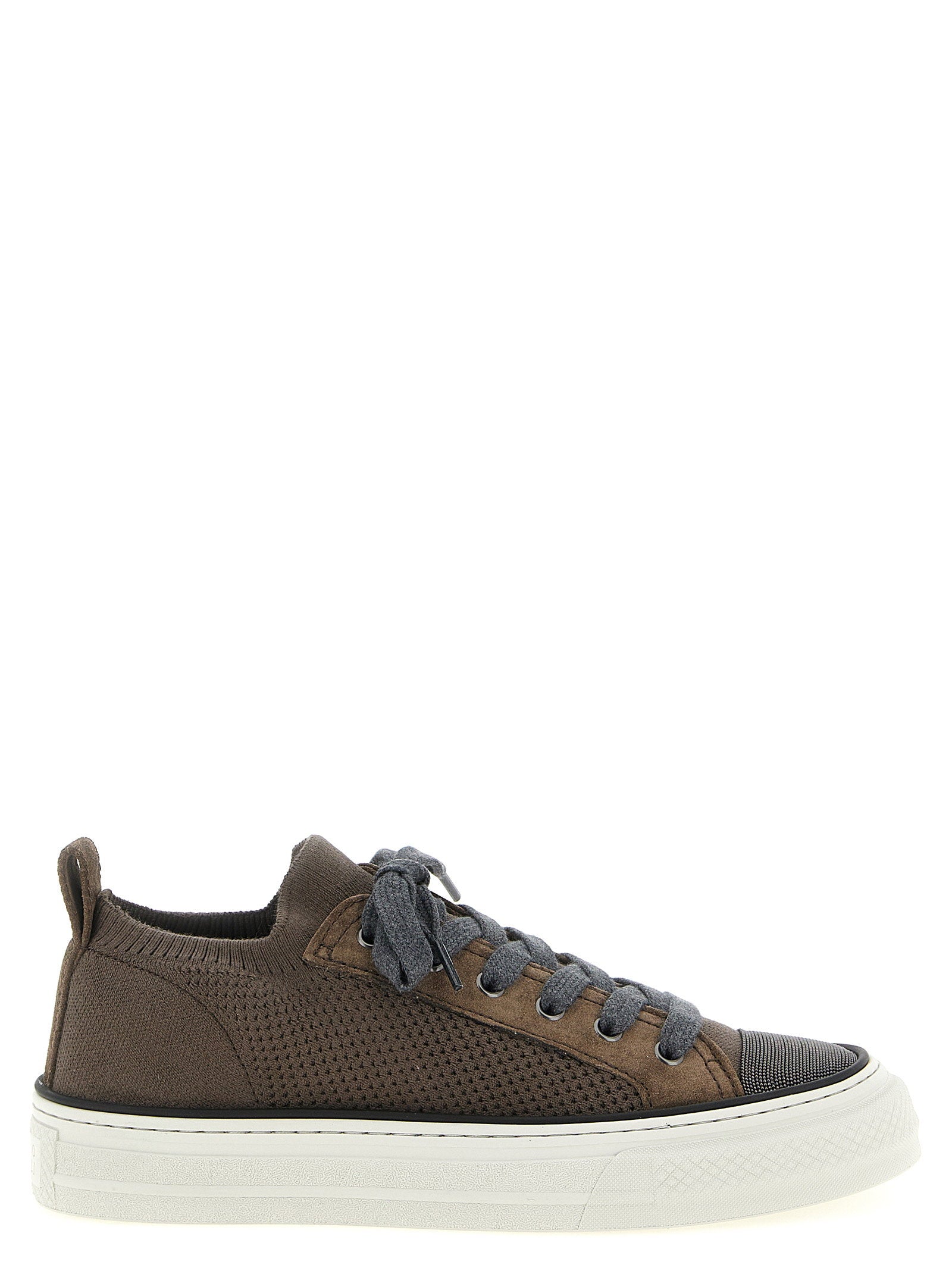 Brunello Cucinelli Monile Knit Sneakers Brown