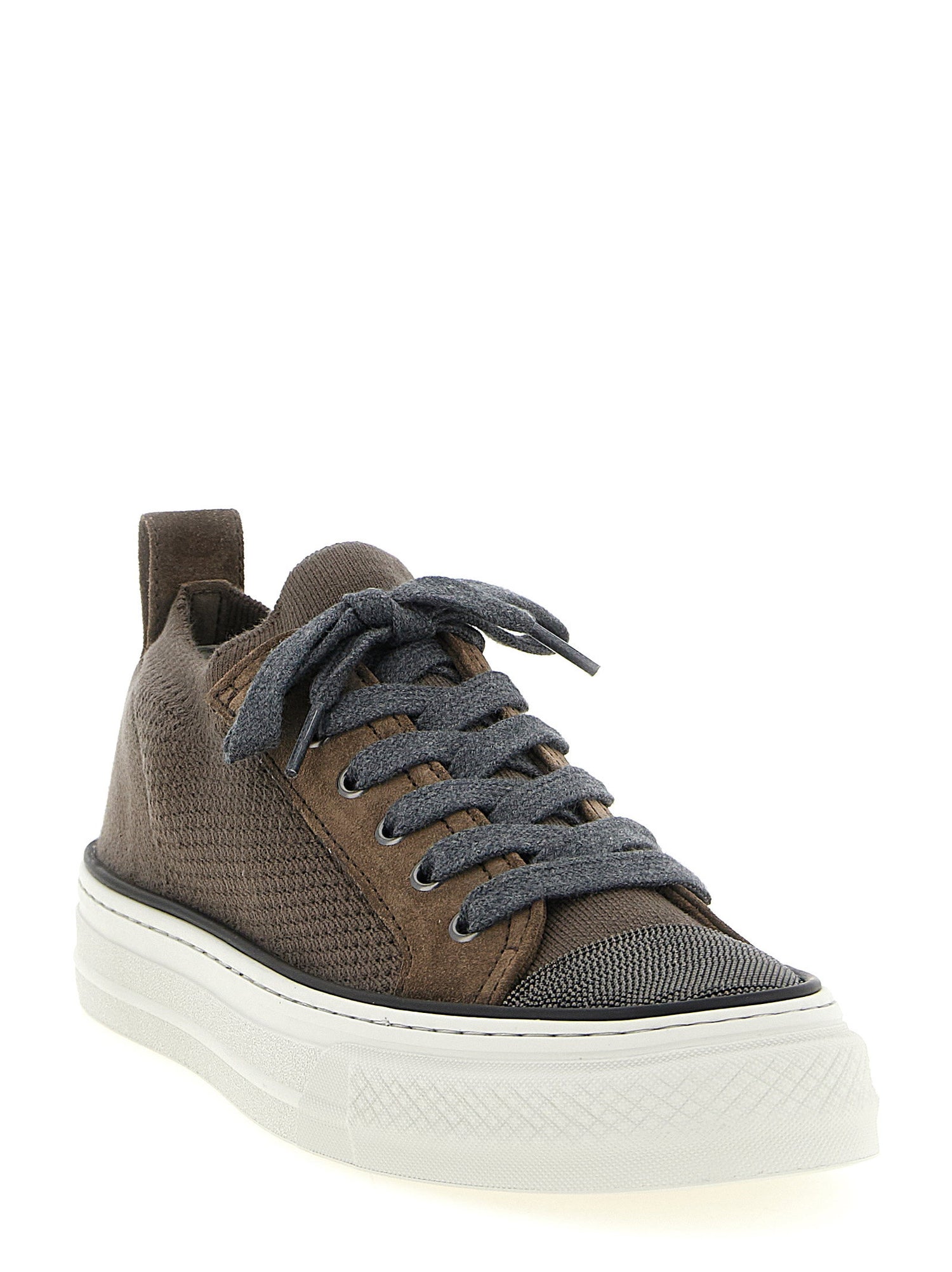 Brunello Cucinelli Monile Knit Sneakers Brown
