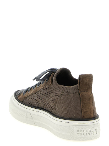 Brunello Cucinelli Monile Knit Sneakers Brown