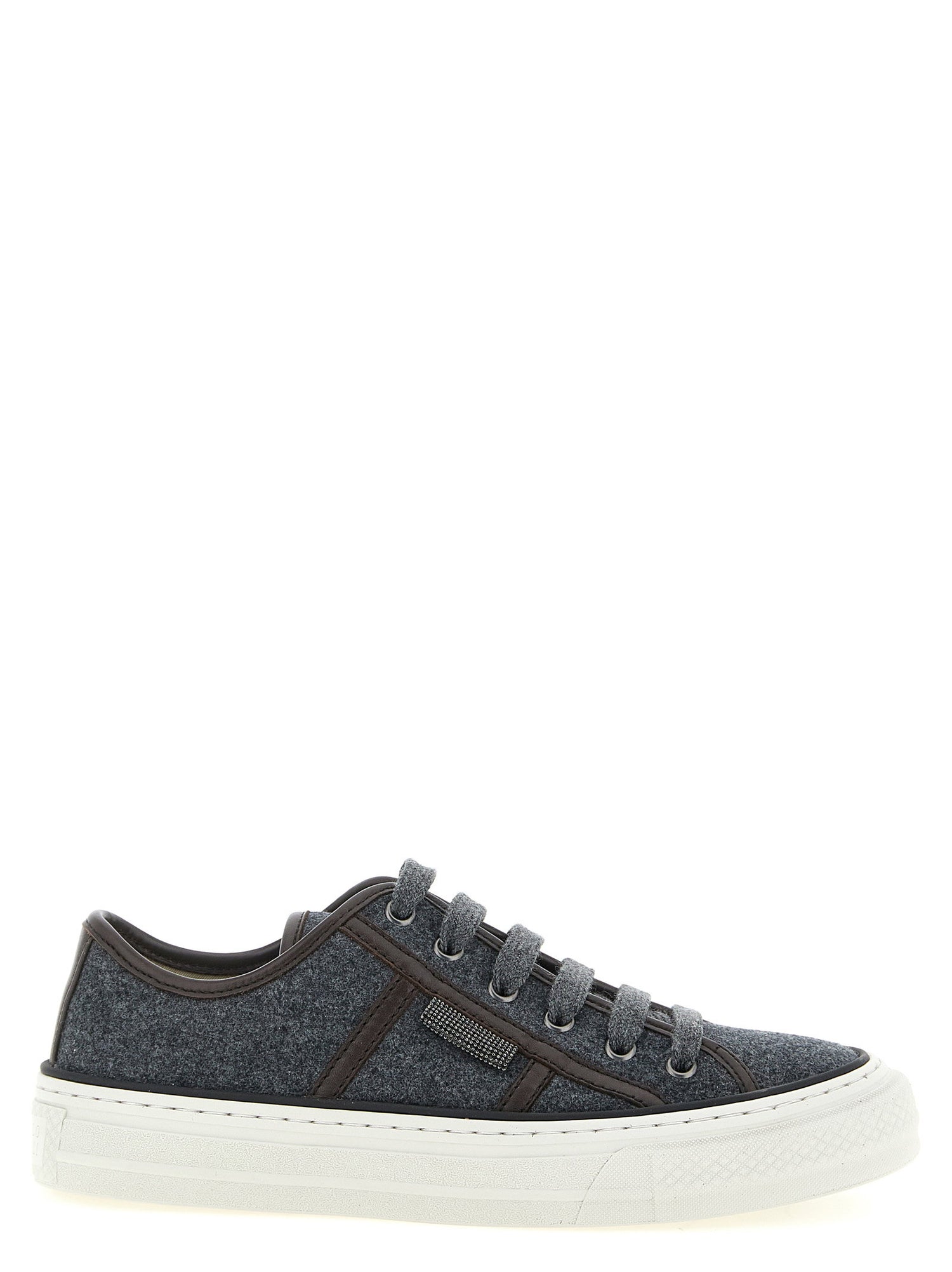 Brunello Cucinelli Shiny Tab Sneakers Gray
