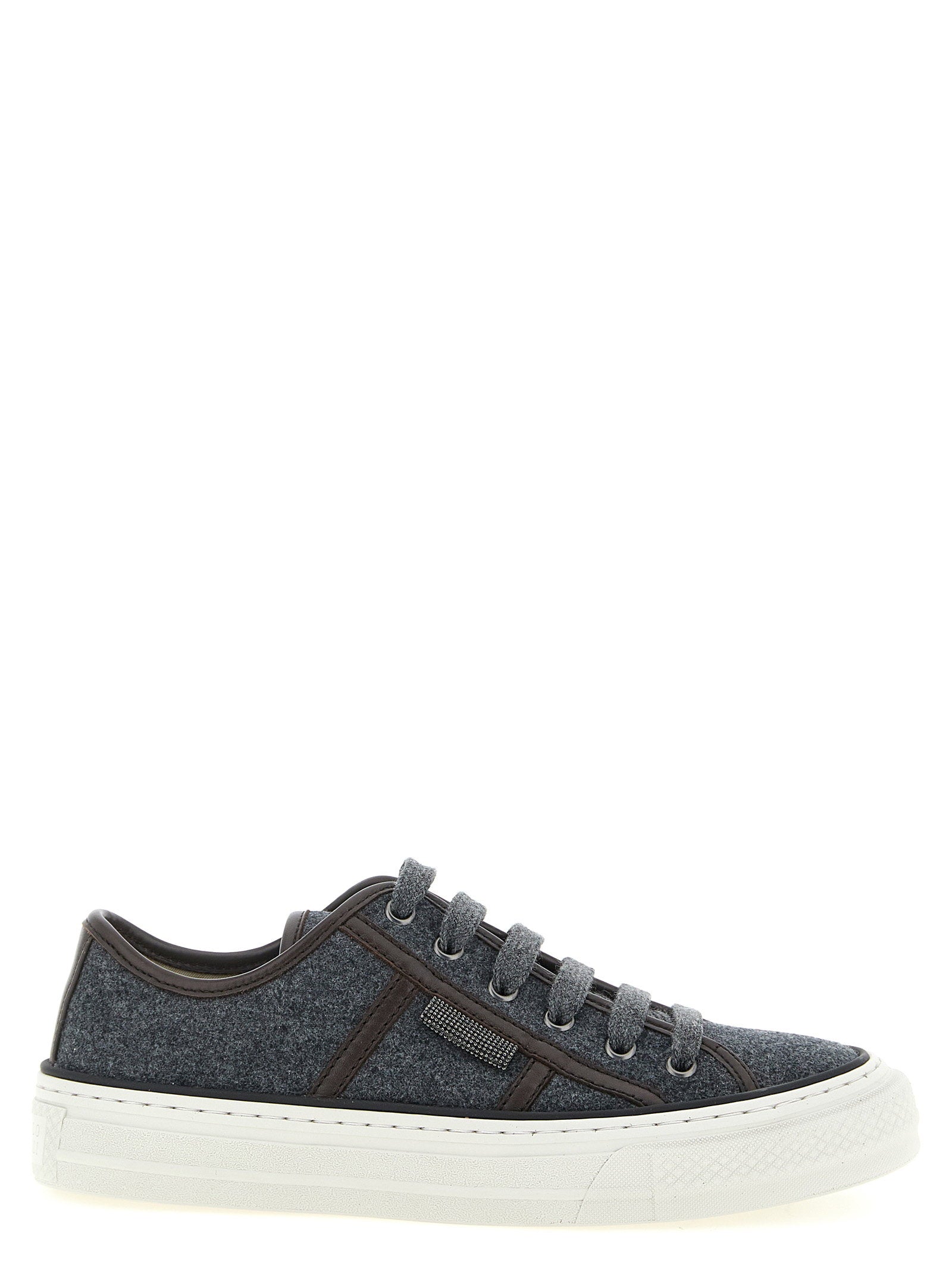 Brunello Cucinelli Shiny Tab Sneakers Gray