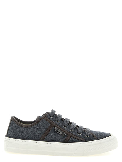 Brunello Cucinelli Shiny Tab Sneakers Gray