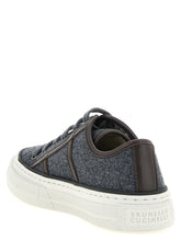 Brunello Cucinelli Shiny Tab Sneakers Gray