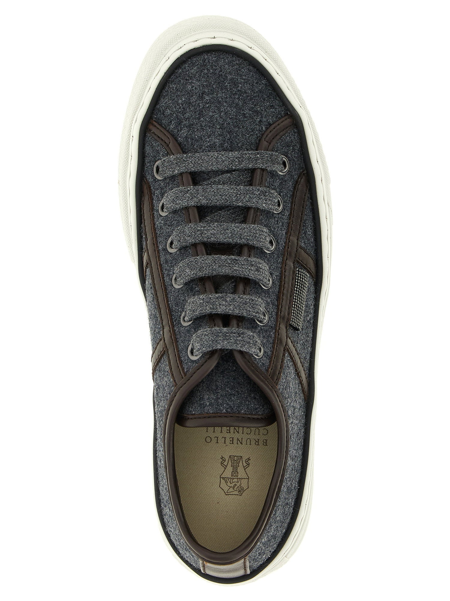 Brunello Cucinelli Shiny Tab Sneakers Gray