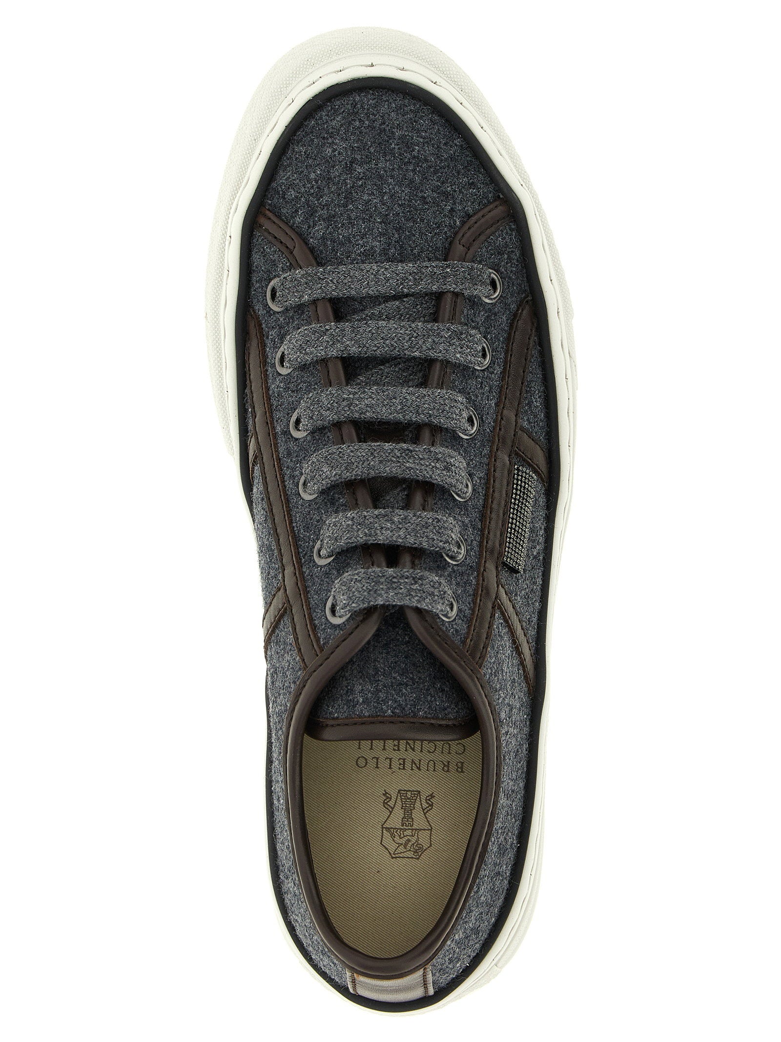 Brunello Cucinelli Shiny Tab Sneakers Gray