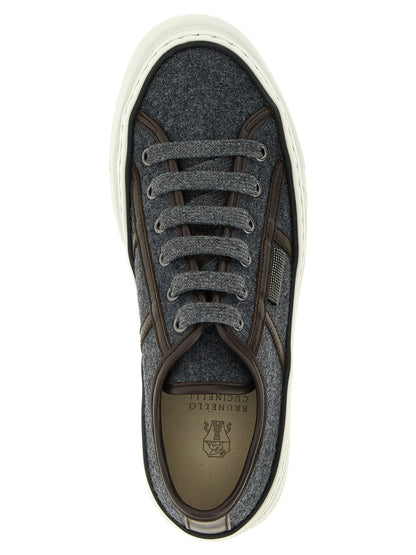 Brunello Cucinelli Shiny Tab Sneakers Gray