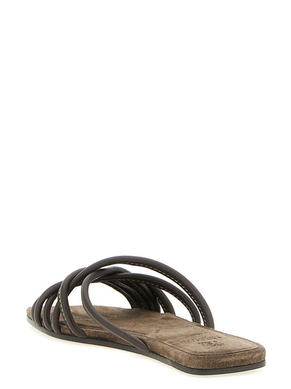 Brunello Cucinelli Leather Slides Brown