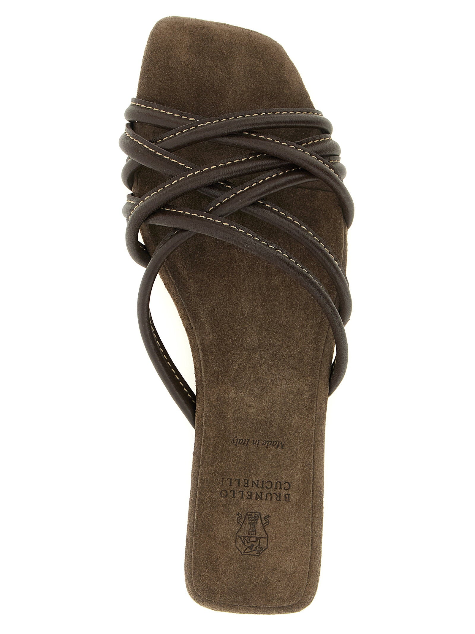 Brunello Cucinelli Leather Slides Brown