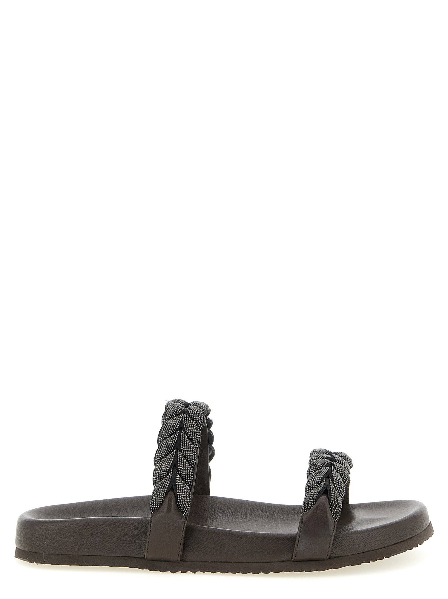 Brunello Cucinelli Precious Braided Straps Sandals Brown