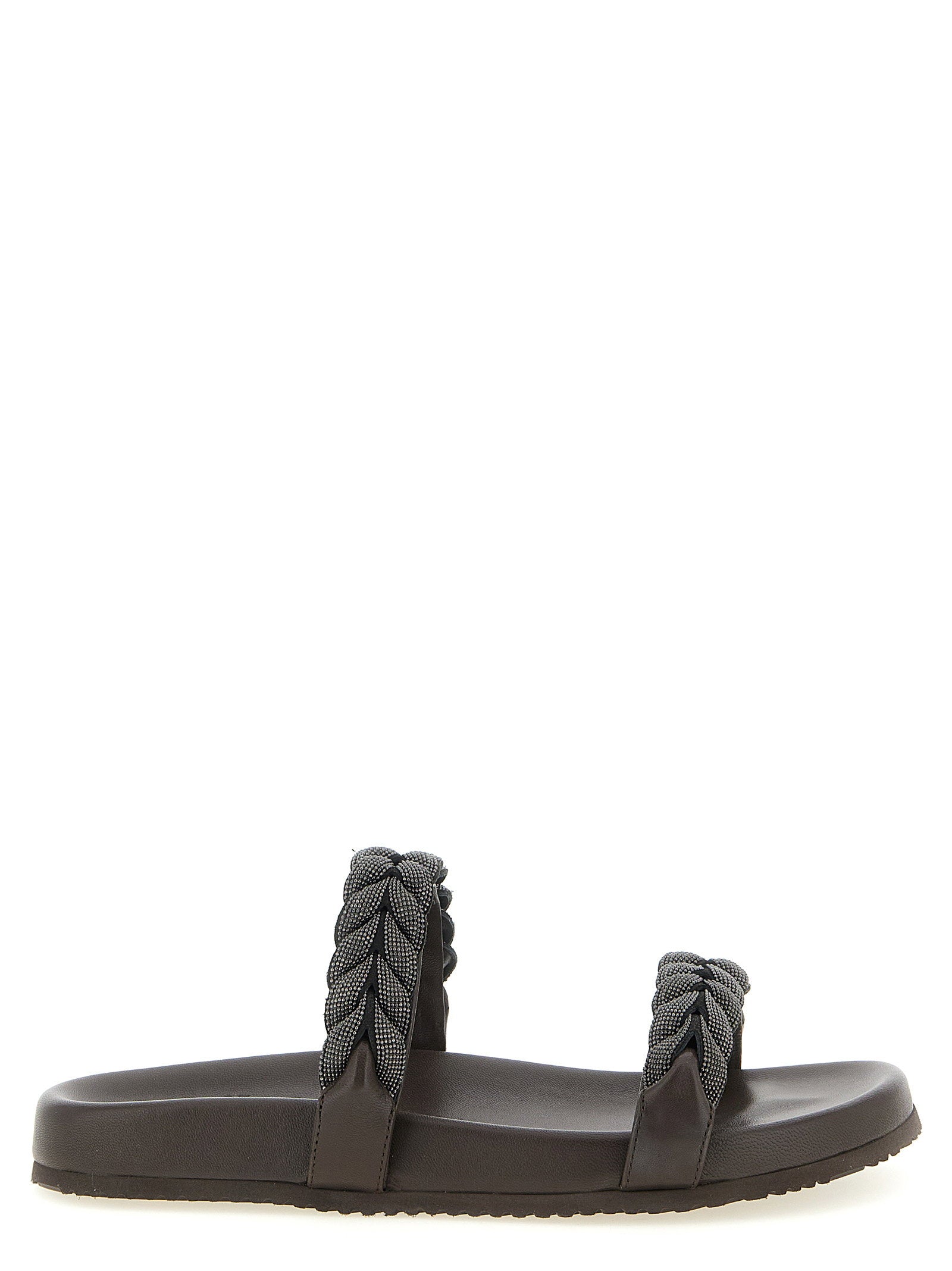 Brunello Cucinelli Precious Braided Straps Sandals Brown