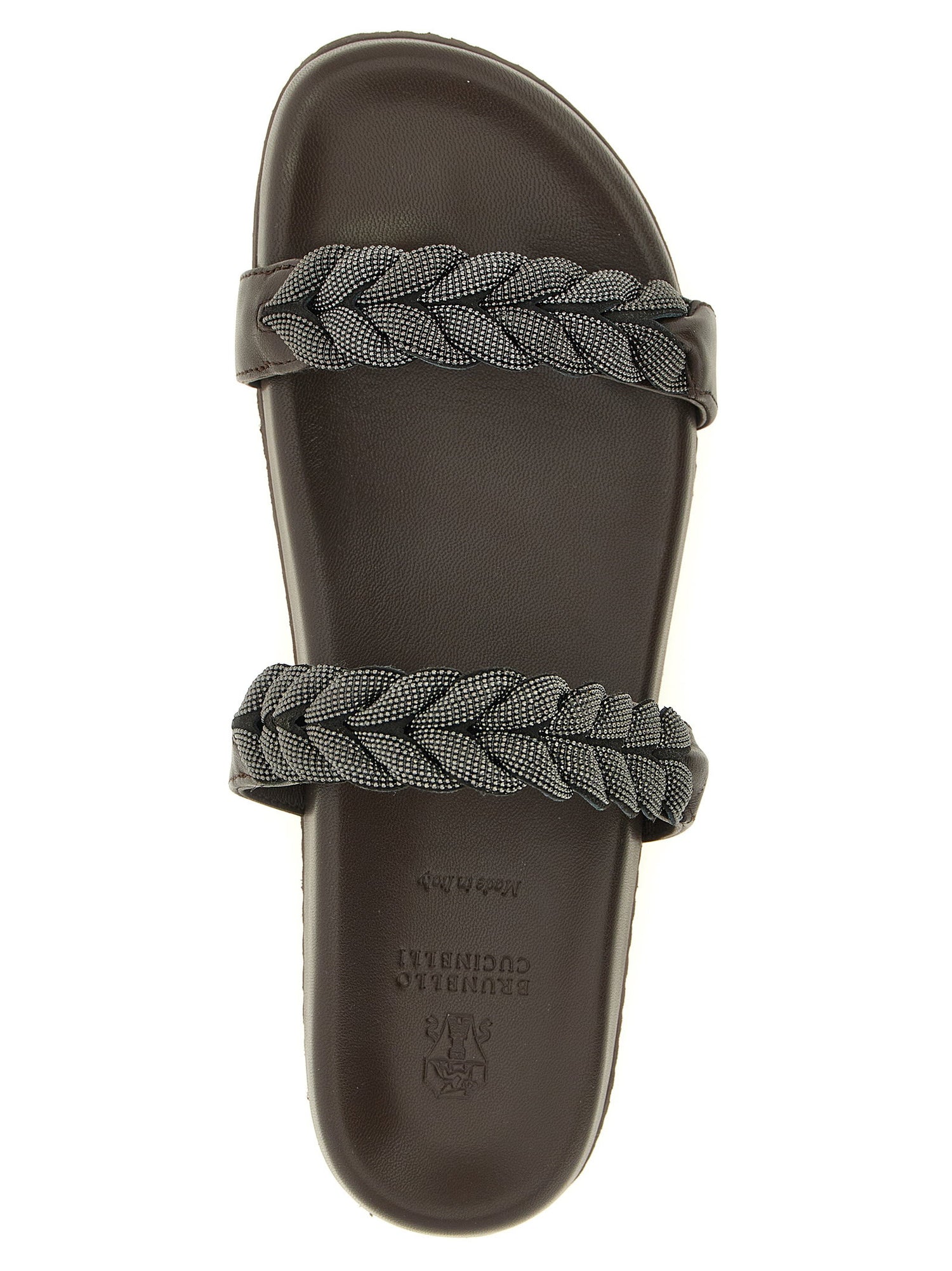 Brunello Cucinelli Precious Braided Straps Sandals Brown