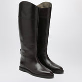 Brunello Cucinelli Brown Leather Boots with Monile Embellishment Brown