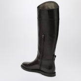 Brunello Cucinelli Brown Leather Boots with Monile Embellishment Brown