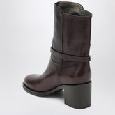 Brunello Cucinelli Brown Leather Ankle Boots with Heel Brown