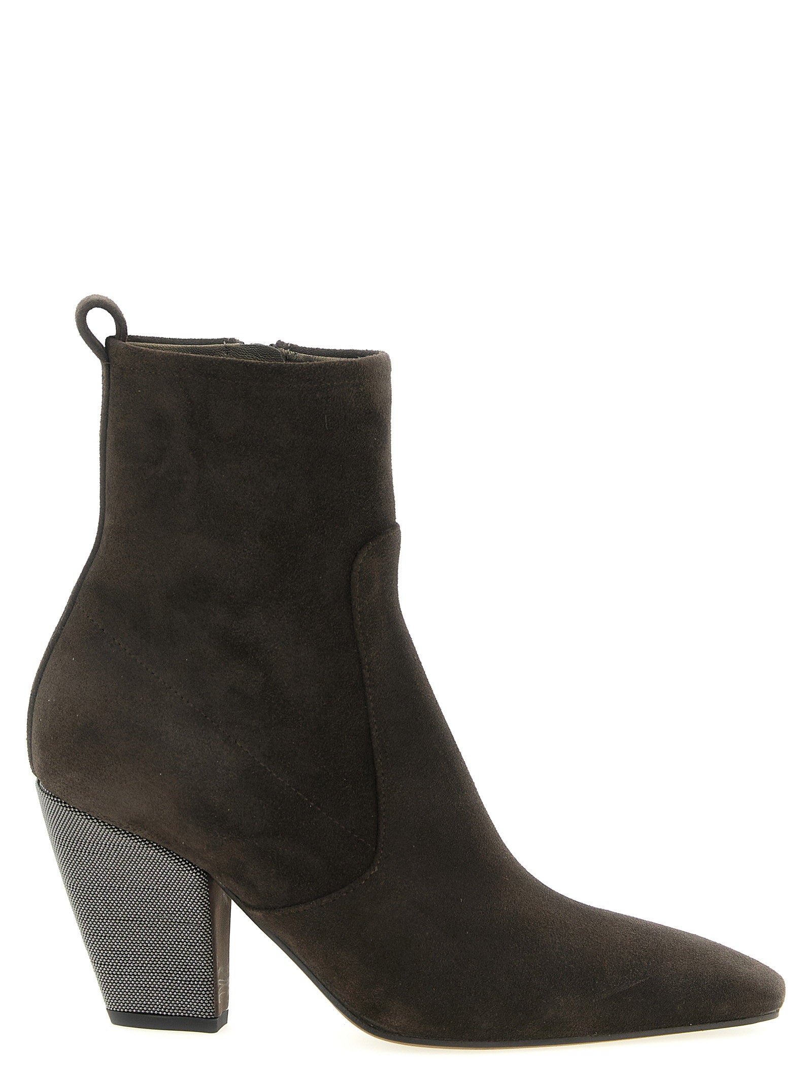 Brunello Cucinelli Precious Heel Ankle Boots Brown