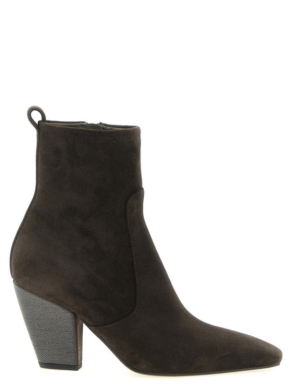 Brunello Cucinelli Precious Heel Ankle Boots Brown