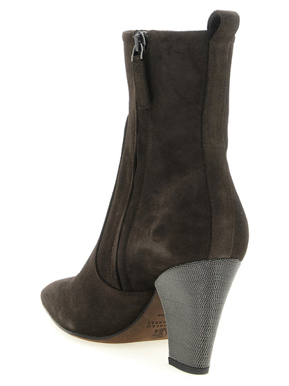 Brunello Cucinelli Precious Heel Ankle Boots Brown