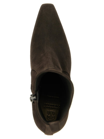 Brunello Cucinelli Precious Heel Ankle Boots Brown