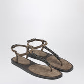 Brunello Cucinelli Suede Thong Sandals Precious Straps Brown