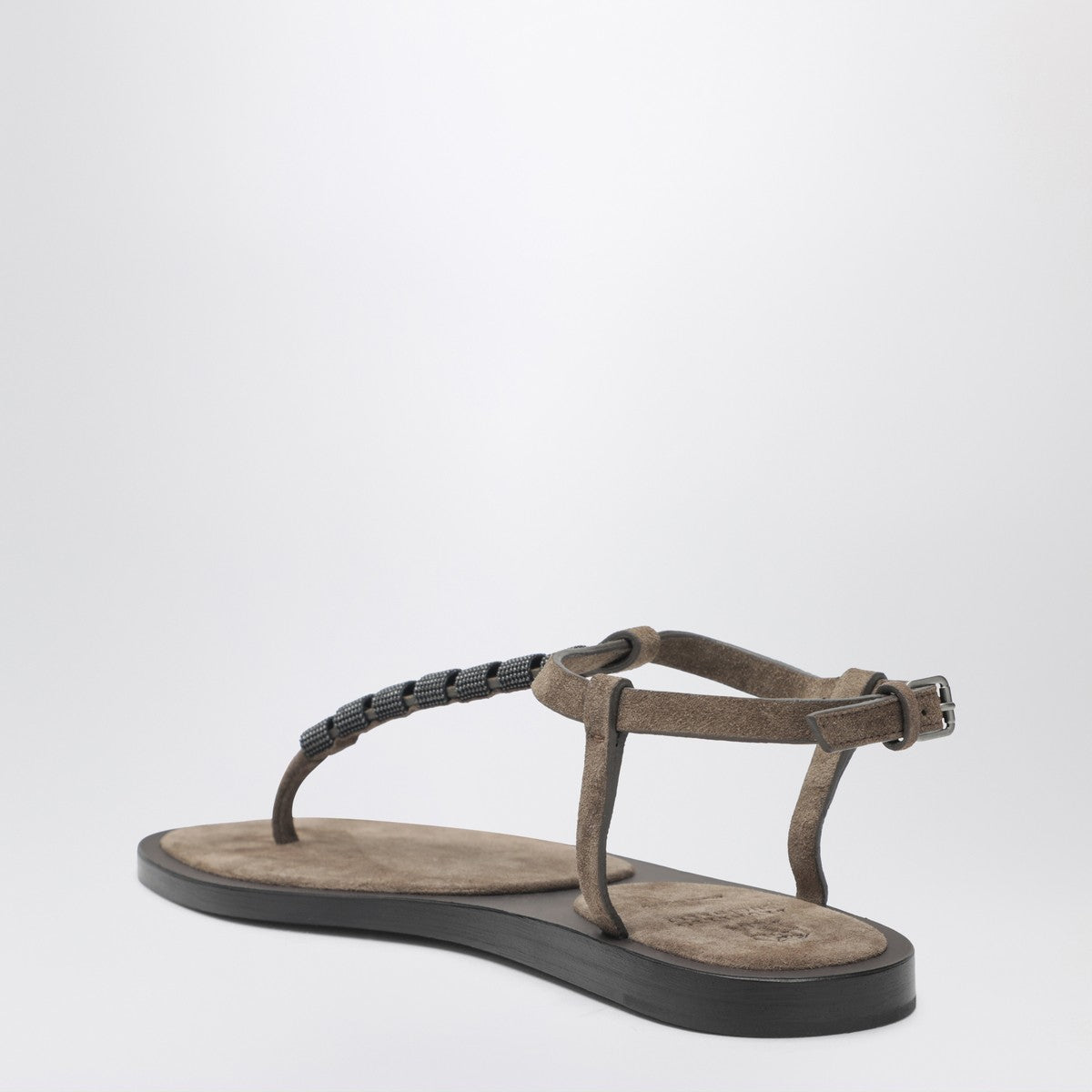 Brunello Cucinelli Suede Thong Sandals Precious Straps Brown