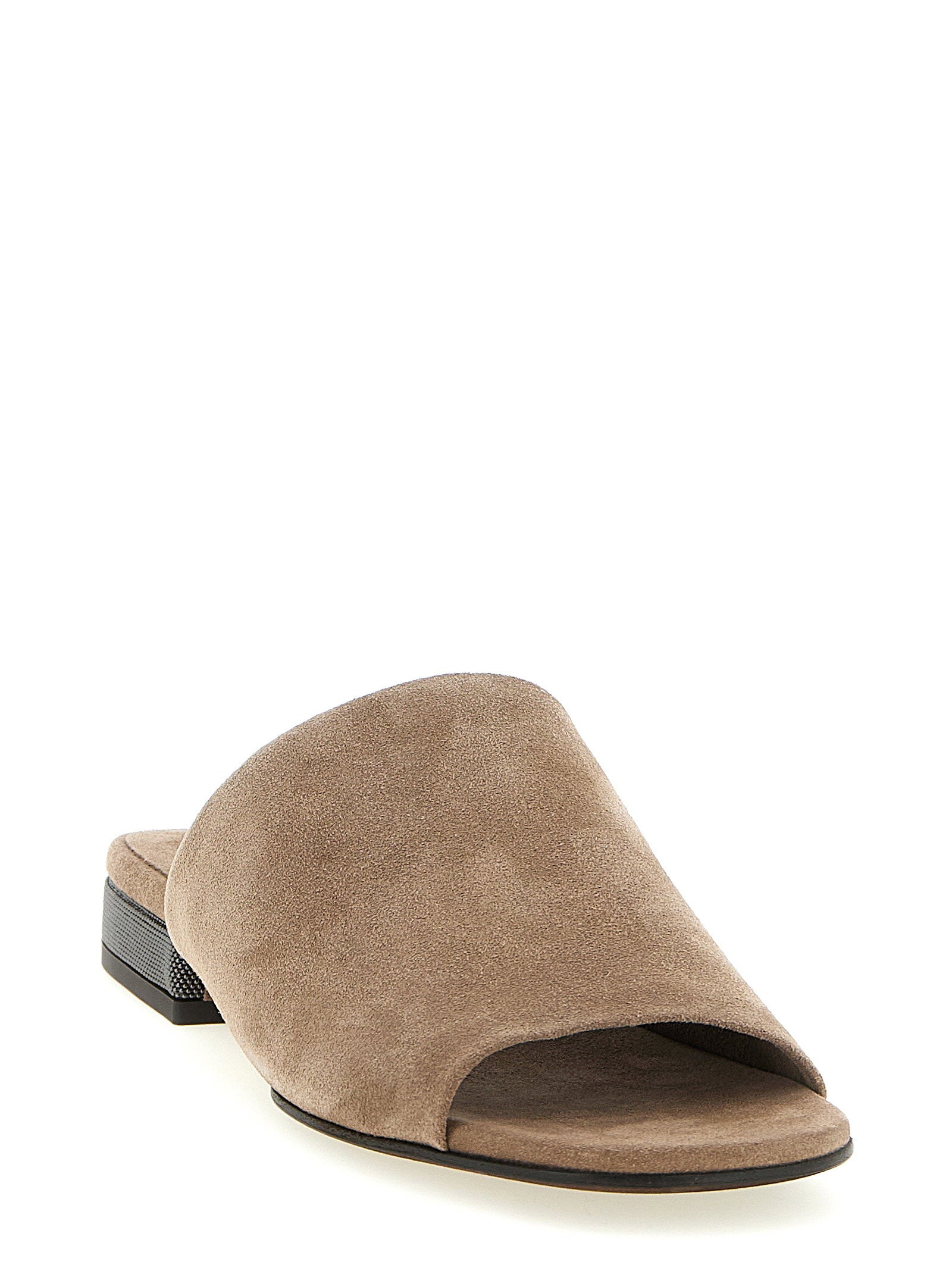 Brunello Cucinelli Monile Suede Sandals Brown