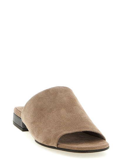 Brunello Cucinelli Monile Suede Sandals Brown