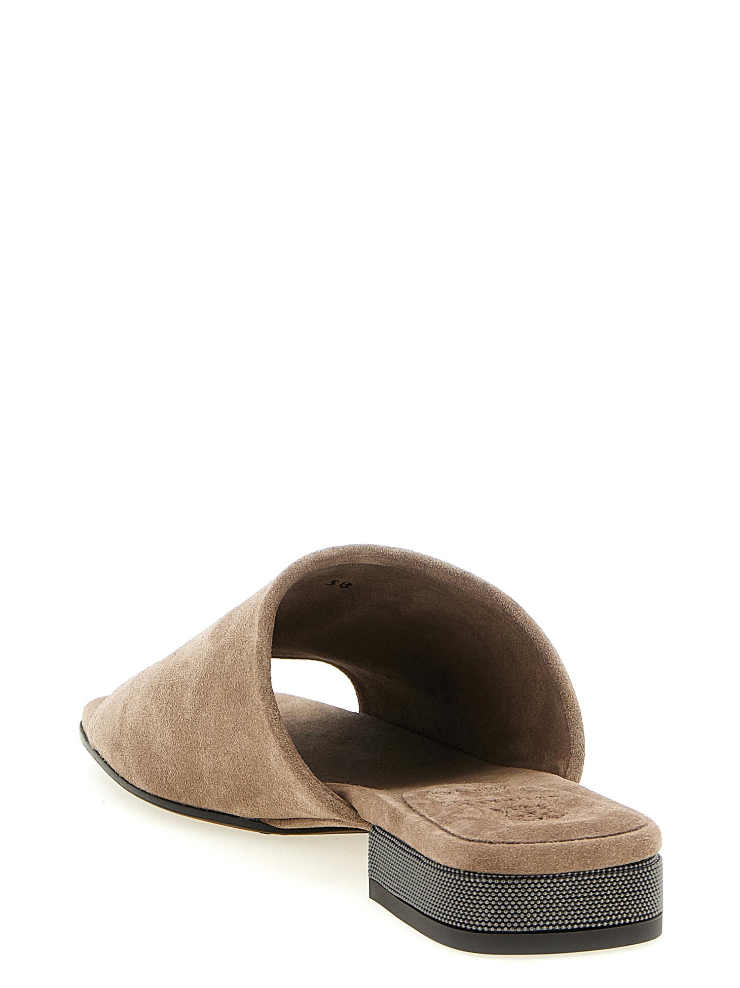 Brunello Cucinelli Monile Suede Sandals Brown