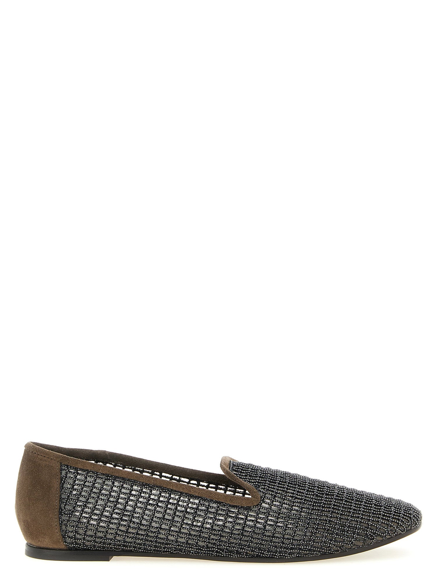 Brunello Cucinelli Embroidery Mesh Loafers Brown