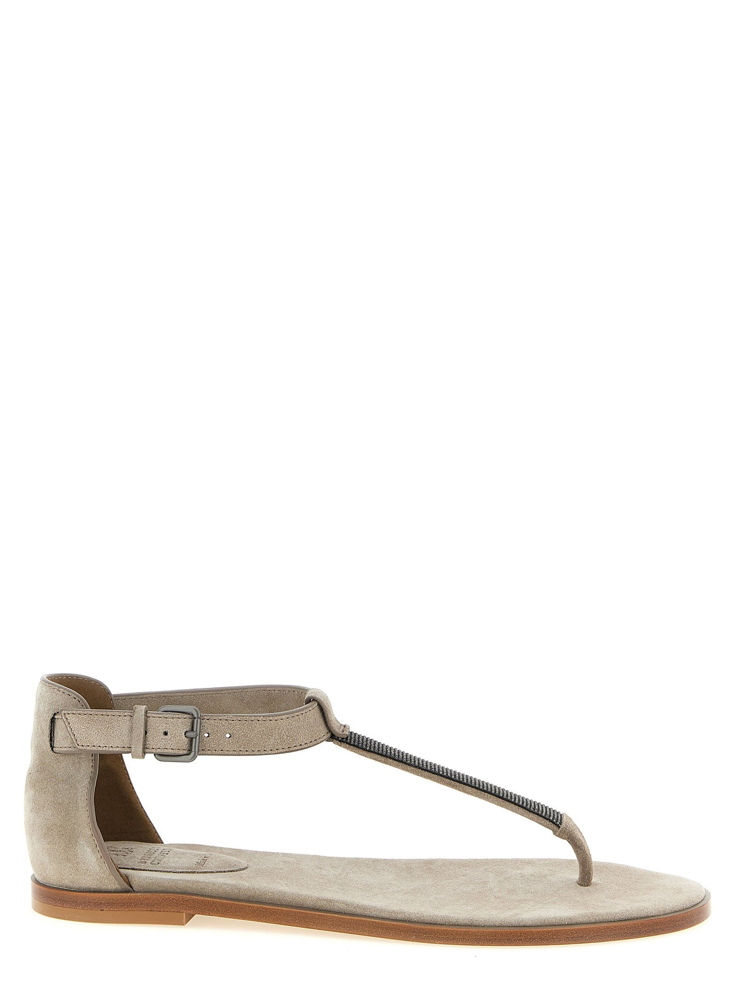 Brunello Cucinelli Precious Strap Sandals Beige