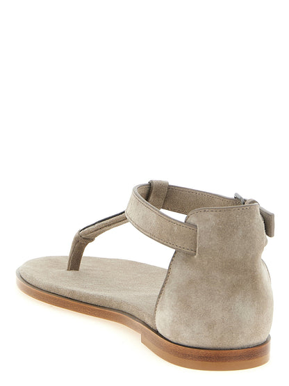 Brunello Cucinelli Precious Strap Sandals Beige