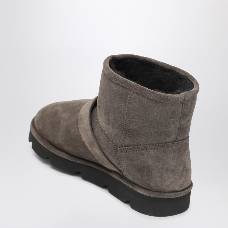 Brunello Cucinelli Dove Suede Shearling Ankle Boots Grey