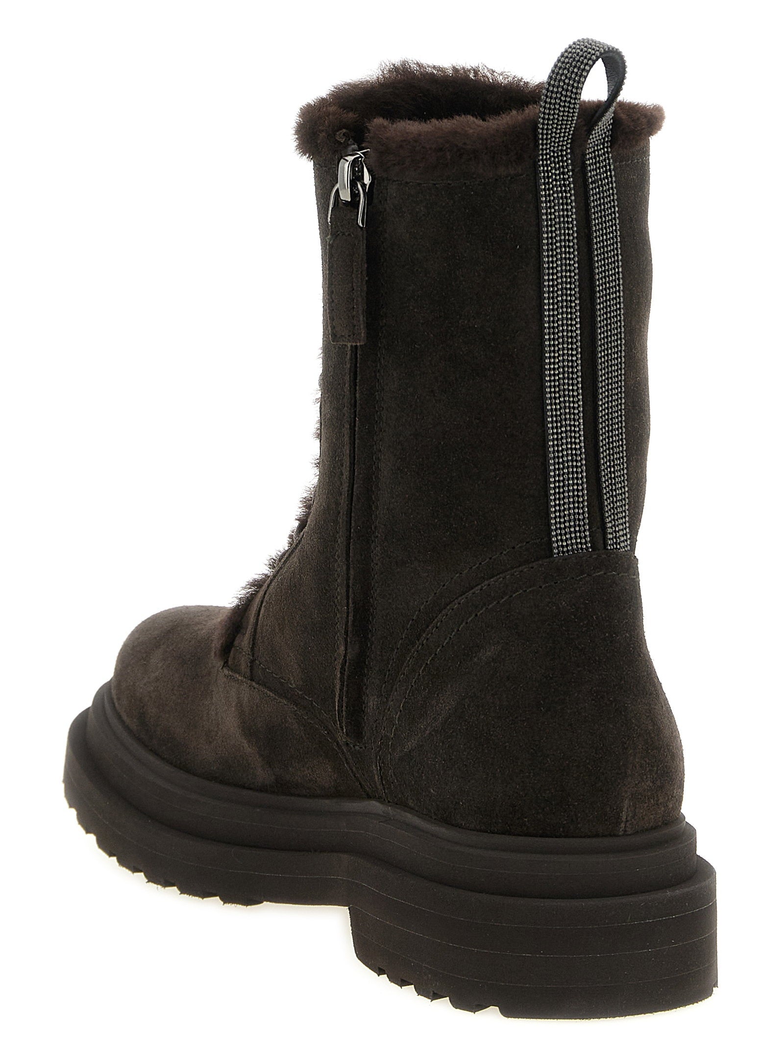 Brunello Cucinelli Precious Loop Ankle Boots Brown